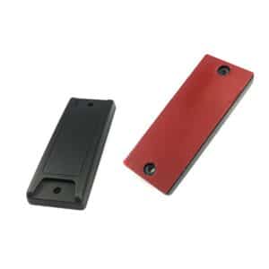front and back of two black rfid anti-metal tags