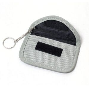 grey rfid blocking bag with oxford fabric front view