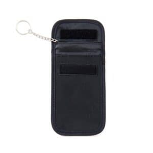 black rfid blocking bag with oxford fabric opened front view