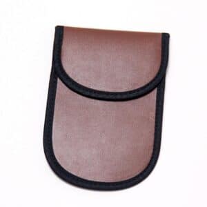 brown PU leather rfid blocking bag front view