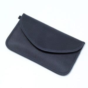 black rfid blocking bag with oxford fabric front view