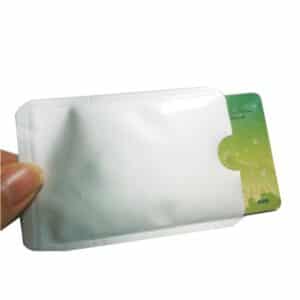 pet rfid blocking sleeve white with rfid smart card inserted