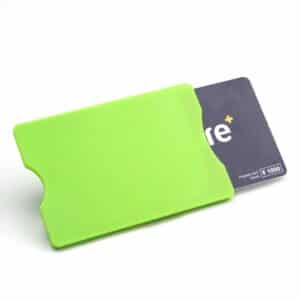 green rfid blocking sleeve with card inserted