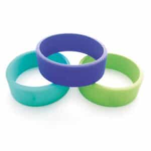 three different silicone rfid wristbands in front view