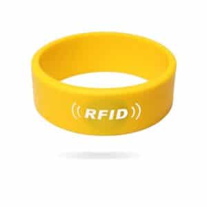 front view of yellow rfid silicone wristband