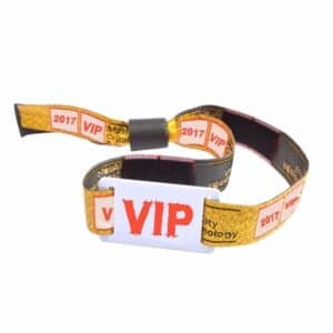 front view of VIP woven fabric rfid wristband with individual design