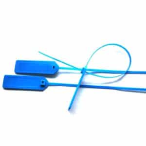 three blue rfid tie tags in different positions