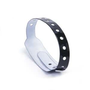 front view of shiny rfid wristband in black