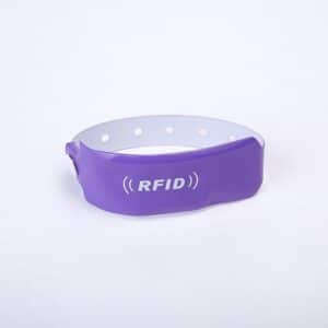 front view of purple rfid wristband adjustable
