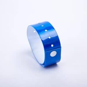 front view of blue rfid disposable wristband