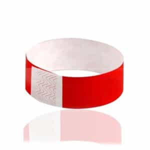 front view of red rfid paper wristband